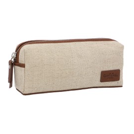 Gusti Franklin Leather Pencil Case for Men and Women, Fabric Pencil Case, Beige Leather, brown, Minimal
