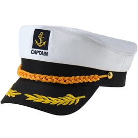 KharmLaddy Sailor Captain Hat for Adults Admiral Cap Navy Hats for Nautical Cosplay Party White