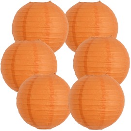 BEISHIDA 12-Inch Orange Round Paper Lanterns Hanging Decorative Chinese Paper Lanterns Lamp for Birthday Wedding Party Decoration and Baby Bridal Shower（6 Packs）