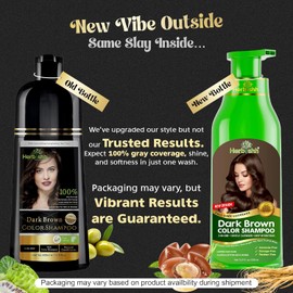 Herbishh - Champú colorante para cabello gris, champú con tinte natural para el cabello, colorea el cabello en minutos, dura hasta de 3 a 4 semanas, 500 ml, tinte de cabello 3 en 1, sin amoniaco | (marrón oscuro)