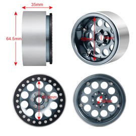 Runup 2.2 Beadlock Rims Extended Metal Wheel Hub for 1/10 Axial Wraith 90048 RR10 SCX10 TRX4 TRX6 Upgrade Parts (Titanium)