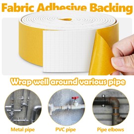 DEMEDO Pipe Insulation Tape, Pipe Wrap Insulation Foam Tape Self Adhesive, Outdoor Water Pipe Insulation Roll for HVAC, AC Line Insulation, 6 inch x 16.5 FT Heat Tape for Water Pipe, Black