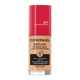 Covergirl Outlast Extreme Wear 3-in-1 Full Coverage Liquid Foundation, SPF 18 Sunscreen, Golden Natural, 1 Fl. Oz.