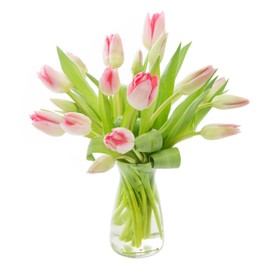 KaBloom PRIME NEXT DAY DELIVERY - Mother’s Day Collection - Bouquet of 20 Pink Tulips with Vase.Gift for Birthday, Anniversary, Get Well, Easter, Valentine, Mother’s Day Fresh Flowers