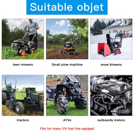 1/4 Gas Fuel Line kits,3 Meter Fuel Line Hose + 2Pcs 1/4" Inline Gas Fuel Shut Cut Off Valve + 2Pcs Fuel Filters + 10Pcs Clamps,for lawn mowers, tractors, tillers, snow blowers