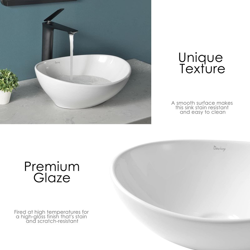 Davivy 16'' X 13.5'' Oval Vessel Sink with Pop Up