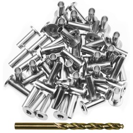 Protector Sleeves for 1/8" Wire Rope Cable Railing Deck, Wood Posts, DIY Balustrade - Stainless Steel T316 Marine Grade - 60 Pack with Drill Bit