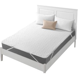 Quilted Fitted Mattress Pad Non-Skid Waterproof Fitted Sheet Mattress Protector with Highly Absorbent Fill Layer 100% Soft Cotton Blend Cover Surface, Breathable, Hypoallergenic, Deep Pocket (King)