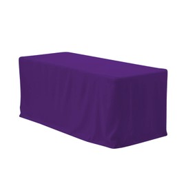 YOUR CHAIR COVERS Fitted Purple Tablecloth - 6 ft. Fitted Polyester Tablecloth Rectangular Purple Indoor Outdoor Buffet Table, Holiday, Party Dinner, Trade Show