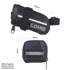Lomo Waterproof Road Bike Saddle Bag - Small Black
