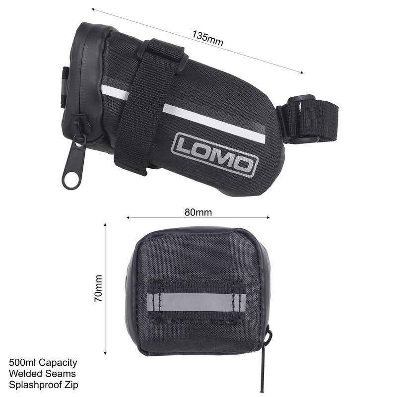 Lomo Waterproof Road Bike Saddle Bag - Small Black