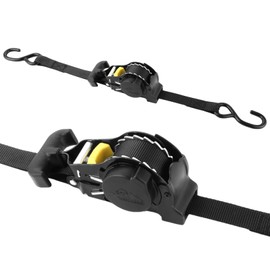 DAJAVE 2 Stück Automatik Spanngurt 3,5m 25mm mit S Haken 700kg Retractable Ratchet Strap, Automatischer Spanngurtaufroller/Spanngurtwickler für Motorräder, Boote, Atvs, Utvs