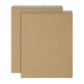 Quality Sketch Pads – 2 Pack - A4 Landscape/Portrait Spiral Bound Hardback Sketch Books - 60 Pages (30 Sheets) - 350gsm Kraft Card Cover with White 120gsm Acid Free Art Paper