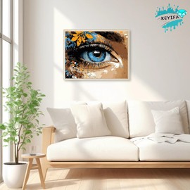 KEYIFA 5D Diamond Art Eye, DIY Diamond Painting Kits for Adults, Round Full Drill, Eye Diamonds Dots Mosaic Painting, Crystal Gem Arts Craft for Home Wall Decor 30x40 cm
