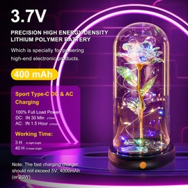 Pusuny Mothers Day Rose Gifts for Mom, Rechargeable Galaxy Glass Rose Light Up Rose in Glass Dome Enchanted Crystal Rose Flower Gift Anniversary Birthday for Women Mom Wife Grandma Rainbow