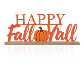 Metal Happy Fall Y'all Sign for Indoor Home Office Shelf Mantel, Tabletop Centerpiece Decoration (Fall)