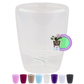 Santino ORCHIDEA Self-Watering Orchid Pot - 15CM Self-Watering Decorative Planter with Wick System and Water Level Indicator (Ø 15 cm, H 18 cm, 2L - Transparent), OTW-2L-TRA
