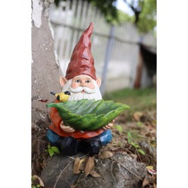 Hi-Line Gift Ltd. Funny Garden Gnome Holding Bird Bath Resin Home Backyard Decor