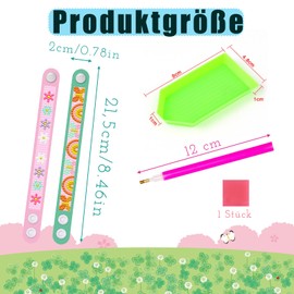 Altaroo 2 Piece Diamond Art Bracelet Set, DIY Bracelets Flowers and Butterfly, Diamond Painting Children from 4, DIY Diamond Painting Craft Set Children from 4 5 6 7 8 9 Years (Pink-Green)