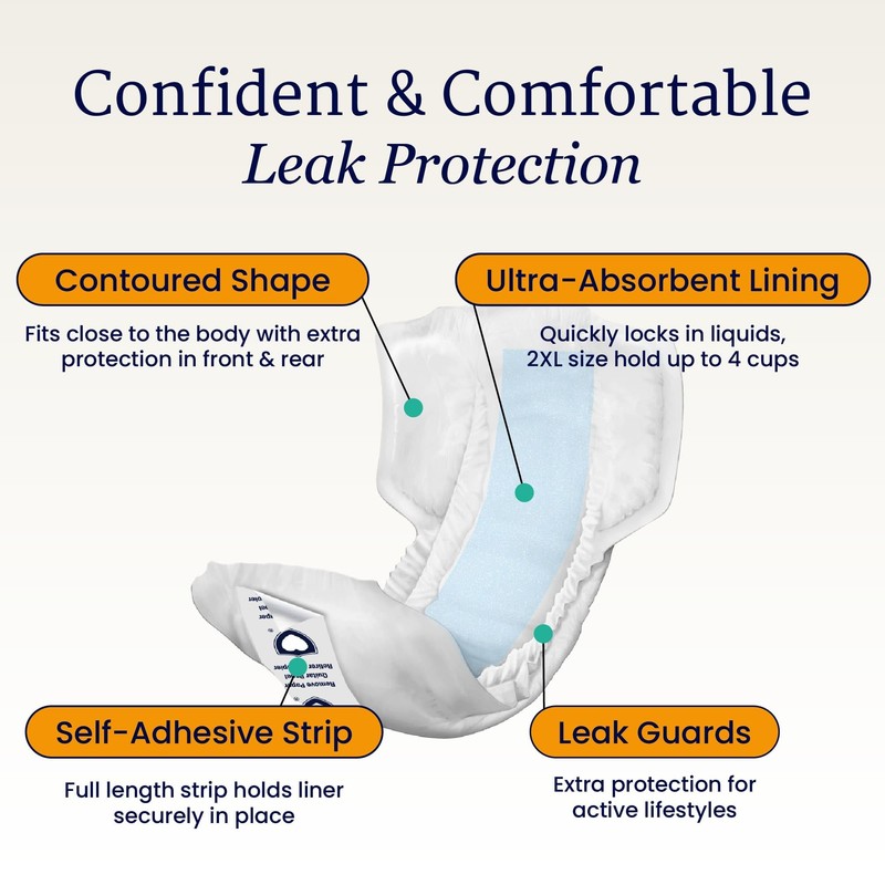NorthShore DynaDry Supreme Liners Incontinence for Women and Men, Large,