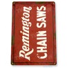 Tinworld Tin Sign: Remington Chain Saws Rustic Retro Rustic Tools