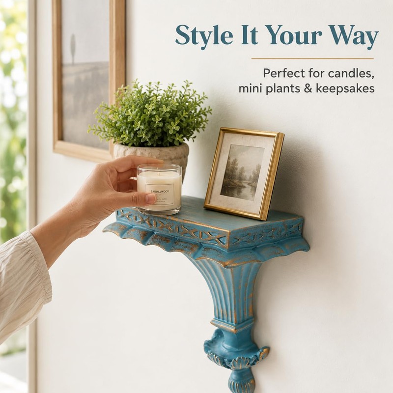 DECHOUS Small Vintage Floating Wall Shelf, European Style, 5.8x3.5x7 Inch
