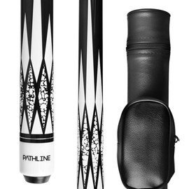 Pathline PLN Pool Cue Kit - 58 inch Canadian Maple Billiard Pool Stick and Hard Case (White 19oz)