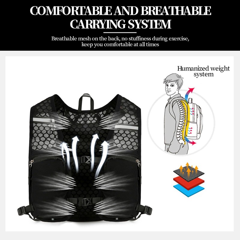 DOINEUFL Adjustable Running Vest Running Backpacks Functional 5L Hydration Pack