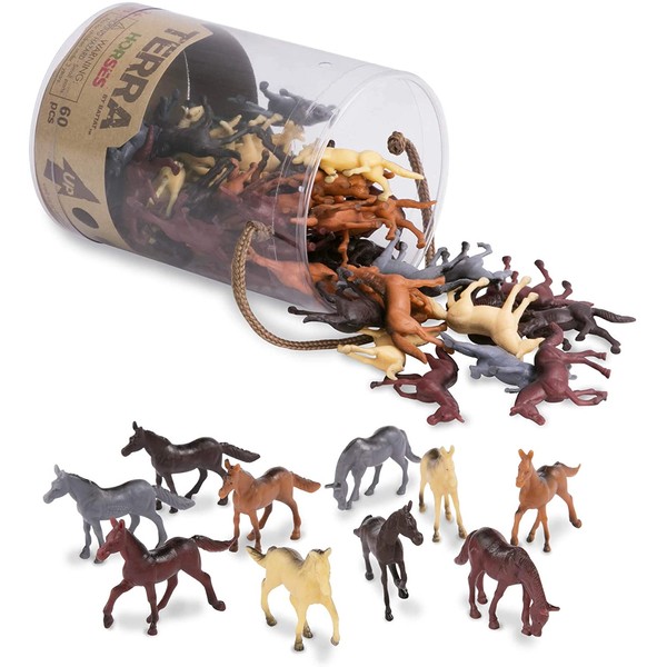 Terra by Battat – Horses – Assorted Miniature Horse Toys & Cake Toppers For Kids 3+ (60 Pc), AN6038Z, 2", Multi