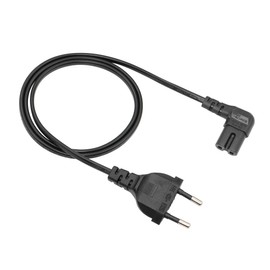 Euro Plug to C7 Female Power Cord YACSEJAO 2 Pin 90 Degree EU European C7 Figure of 8 Power Cord IEC 320 Black 1m