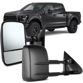 OCPTY Towing Mirrors Power No Heated Left Driver Right Passenger Side Tow Mirrors Fit For 1997-2003 For F150 Standard Extended Cab (Not For 4 Doors Crew Cab Models) With No Turn Signal Black