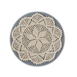 Handcrafted Round French Crochet lace Cotton Placement, Elegant Table Décor, 30cm (Beige)