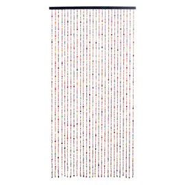 FlavorThings 3FT X 6FT 27 Stands Rainbow Colorful Hippie Beaded Curtain Boho-Bohemian Natural Wooden Door Doorway Beads Bamboo-Like Window Front Door Decor Curtains Home Decor