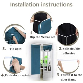 Tricia Window Door Curtain Blackout French Door Curtain Panel Thermal Insulated Room Darkening Curtain Panel with Rod Pocket, Energy Efficient Privacy Assured, 1 Panel, 26" x 68", Dark Teal