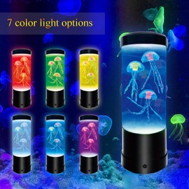 Jellyfish Lamp,7 Color Changing Aquarium Lamps,USB Powered Jellyfish Bubble Night Light,Jellyfish Tank Mood Lamp Decor for Bedroom Living Room Office Desk,Gifts for Kids Girls Teens Adults Boys