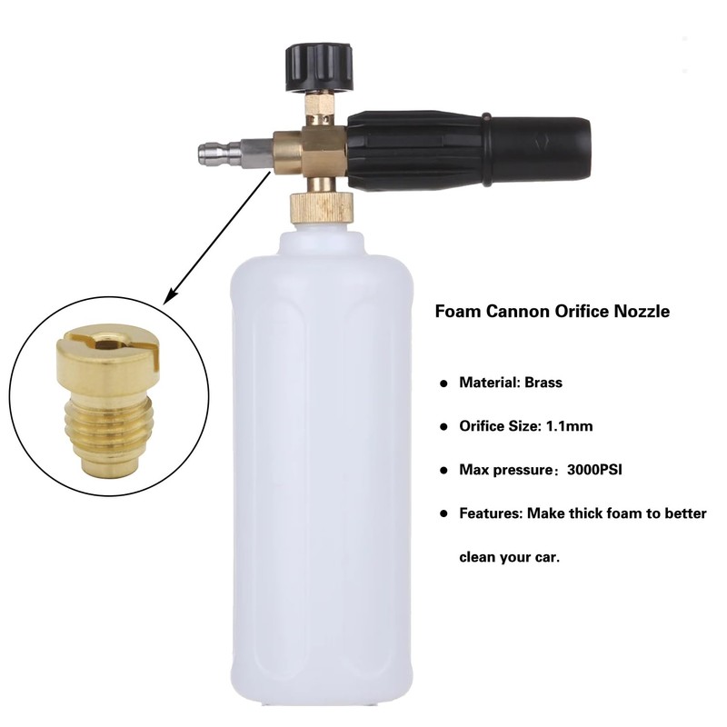 Fitvell 3PCS 1.1 mm Foam Cannon Orifice Nozzle and 4PCS