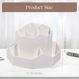 YASUOA Desk Organizer Pen Holder, Cute 360-Degree Rotating Pencil Holder, Multi-compartment Desk Storage Stationery Organizer for School Office Home