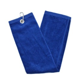 On Par Tri-Fold Golf Towel With Bag Clip - Blue, 65cm x 40cm