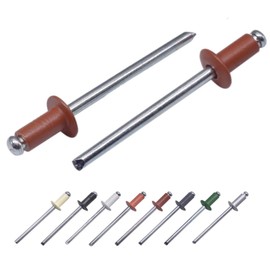 Pack of 500 Painted Blind Rivets 4.0 x 10 mm, Dome Head, DIN 7337, Aluminium Rivets and Steel Mandrel, Pop Rivets (500, Copper Brown RAL 8004)