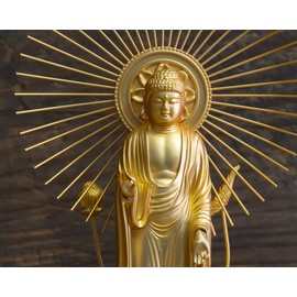 Buddha Statue Amitabha Nyorai for Gito, 6.2 inches (15.7 cm) (Gold Plated/24K Gold), Buddha Shuun Makita Prototype _"Jodo Shinshu Otani School (East)" Takaoka Copperware (Amidanyorai East/M)