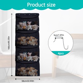 The Original Stuffed Animal Storage, Over Door Toy Storage, Soft Toy Storage, with 4 Hook & Expandable Mesh Pockets,Plush Toys Mesh Hanging Storage For Nursery, Bedroom, Bathroom, Kids Room (BLACK)