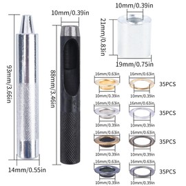 Zythrem 280Pcs Grommet Kit, 10mm Eyelets Punch Kit Grommet Punch Kit, Grommets Eyelets with Grommet Setting Tool, Metal Grommets Eyelets for Tarpaulin Leather Fabric DIY Projects Craft Making
