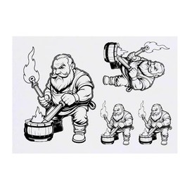 Azeeda 4 x 'Zwergenschmied' Temporäre Tattoos - Wasserfest, Hautfreundlich & Ungiftig · Transfers in Verschiedenen Größen (TO00078698)