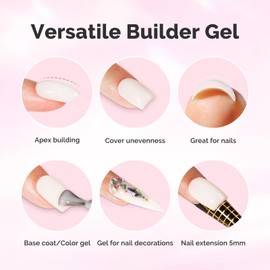 MelodySusie Builder Nail Base Gel Milky White Builder Gel for Nails Thickening, Soak Off UV Gel,Extension Gel Rhinestone Nail Glue Gel in a Bottle for Nail Art Design Gift for Women-086