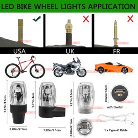 YUERWOVER 2 Pack Tire Lights for Car LED Bike Wheel Light Flash Lantern Bicycle Firefly Valve Stem Cap Motorcycle Tyre Spoke Lamp Waterproof Decoration Accessories for SUV Truck Golf Cart(Colorful)
