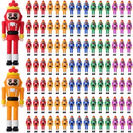 Chunful 100 Pcs Christmas Nutcrackers Figures Nutcracker Soldier Figurines Nutcracker Statue Christmas Decorations for Tree Tabletop Home Collectible Decor Party Favors Gifts Prize