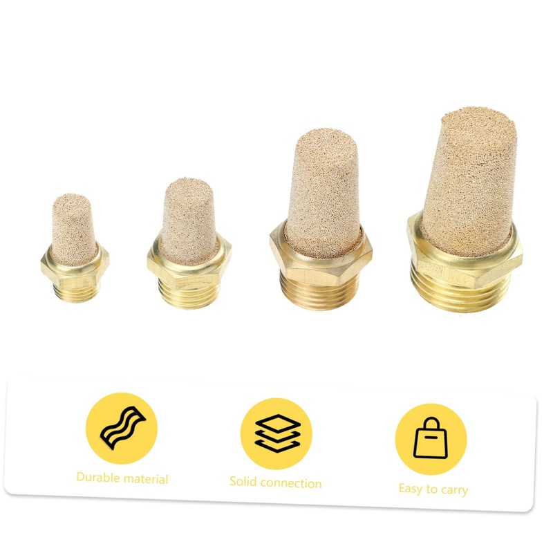 iplusmile 4pcs Pneumatic Muffler Thread Exhaust Muffler Valved Muffler Copper
