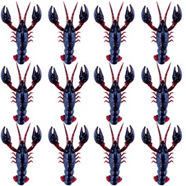 5cm Natural Lifelike Yabby, Soft Crayfish Fishing Lures with Realistic Swimming Action, Crawfish for Freshwater or Saltwater Artificial Bait – Pack of 12 (Deep Red)