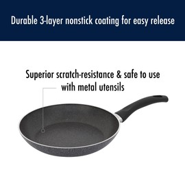 Henckels Everlift 10-inch Granitium Nonstick Frying Pan, Made in Italy, durable 3-layer granite-hued nonstick coating from recycled materials, Oven safe to 400°F, Dishwasher safe