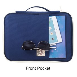 JAKAGO A4 Document Case,Multi-Pocket Portfolio Folder,A4 Zip Portfolio,Professional Document Holder Suitable for Office,Business Trip,Travel,Conference,Interview,Holiday（Blue）